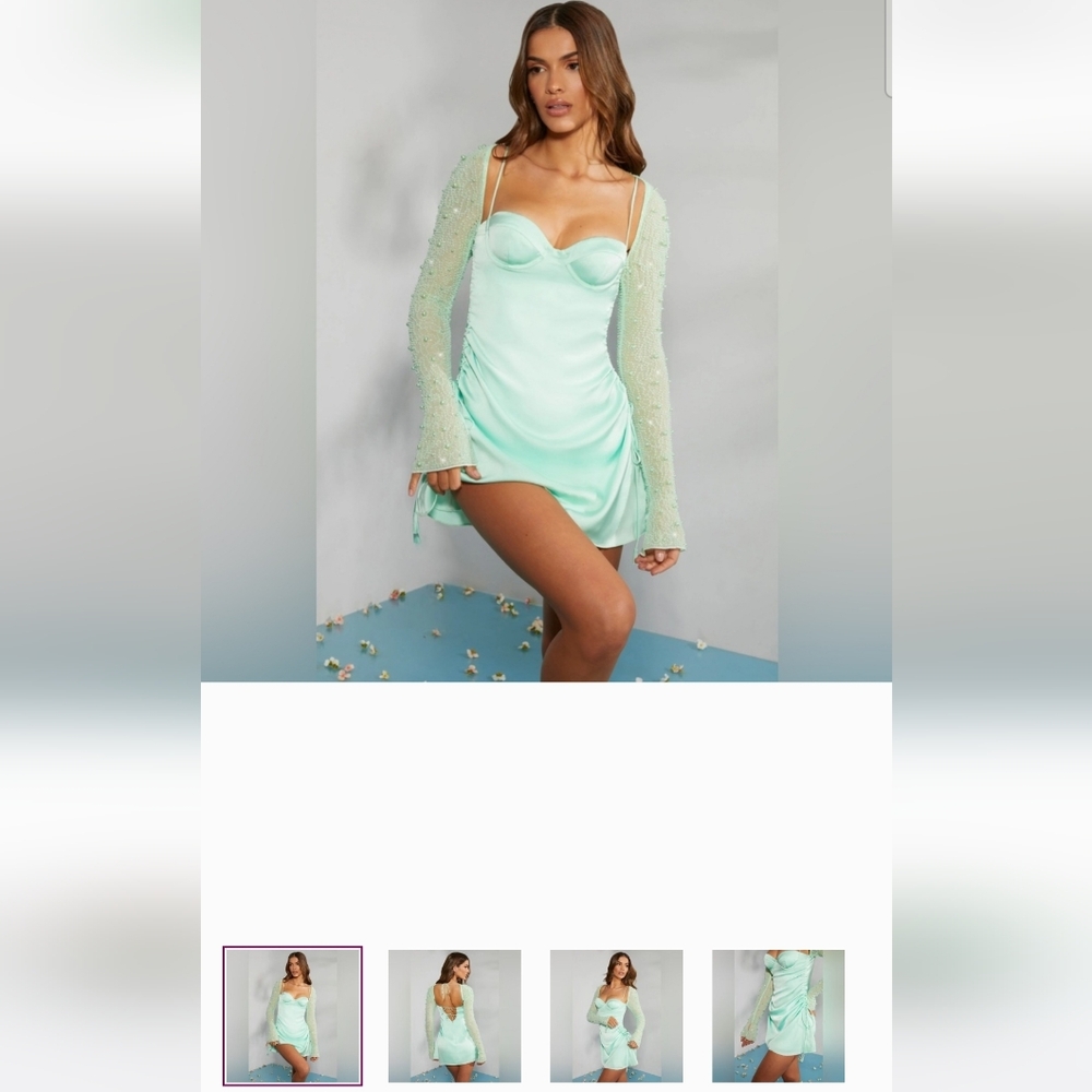 Mint Green Satin Dress NWT